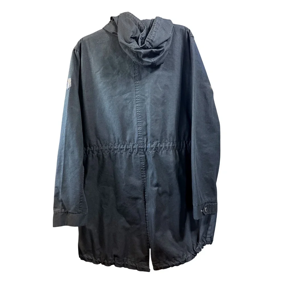 Southpole Fishtail Parka Jacket Mens L Hooded Utility Streetwear Black